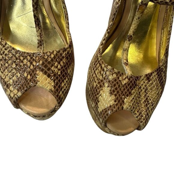 Ted Baker London platform Wedge Sandal T strap peep toe snakeskin heel size 9 - Picture 5 of 9